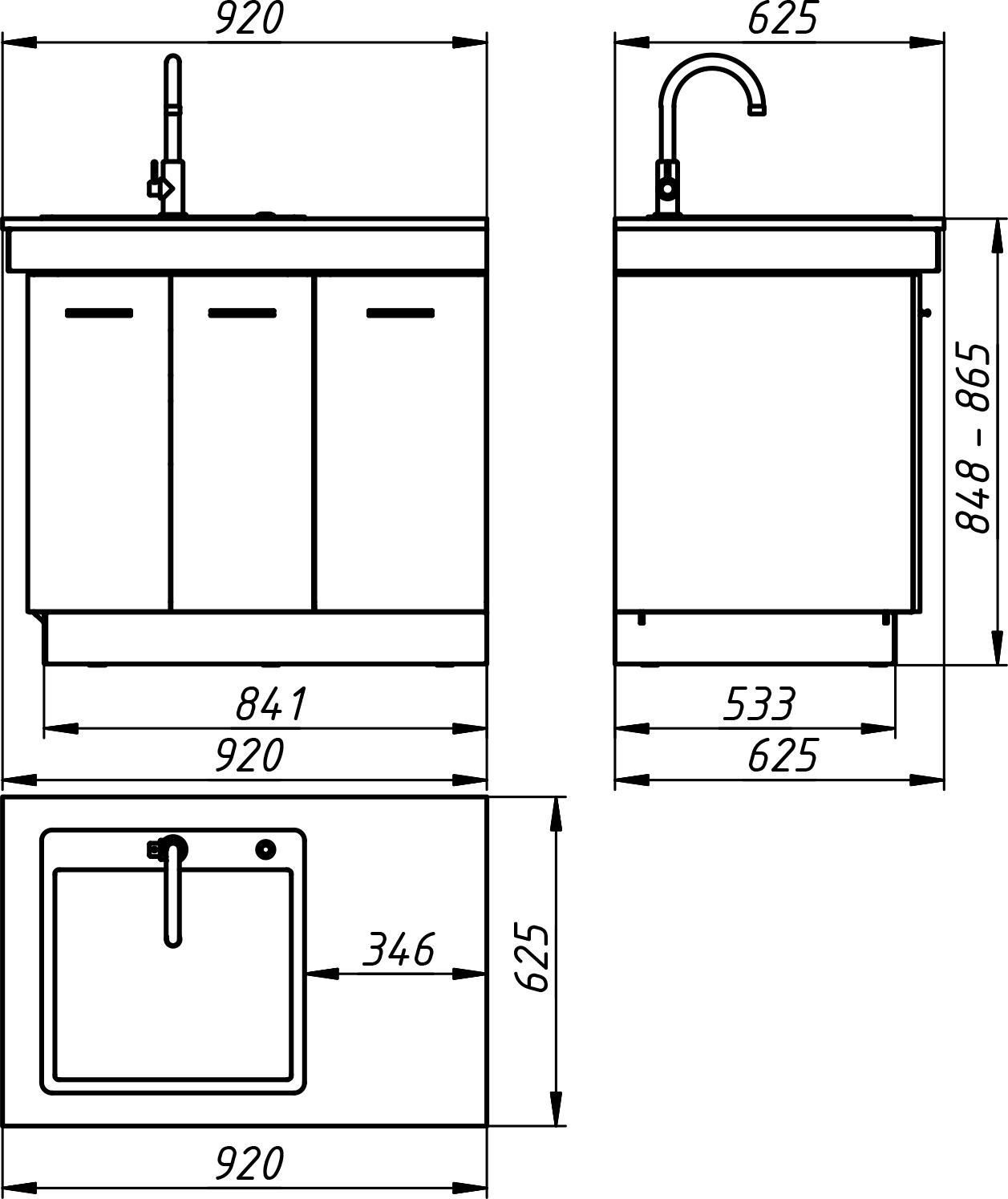 Кінцевий модуль вуличної кухні KUKO L-900Wa — drawing