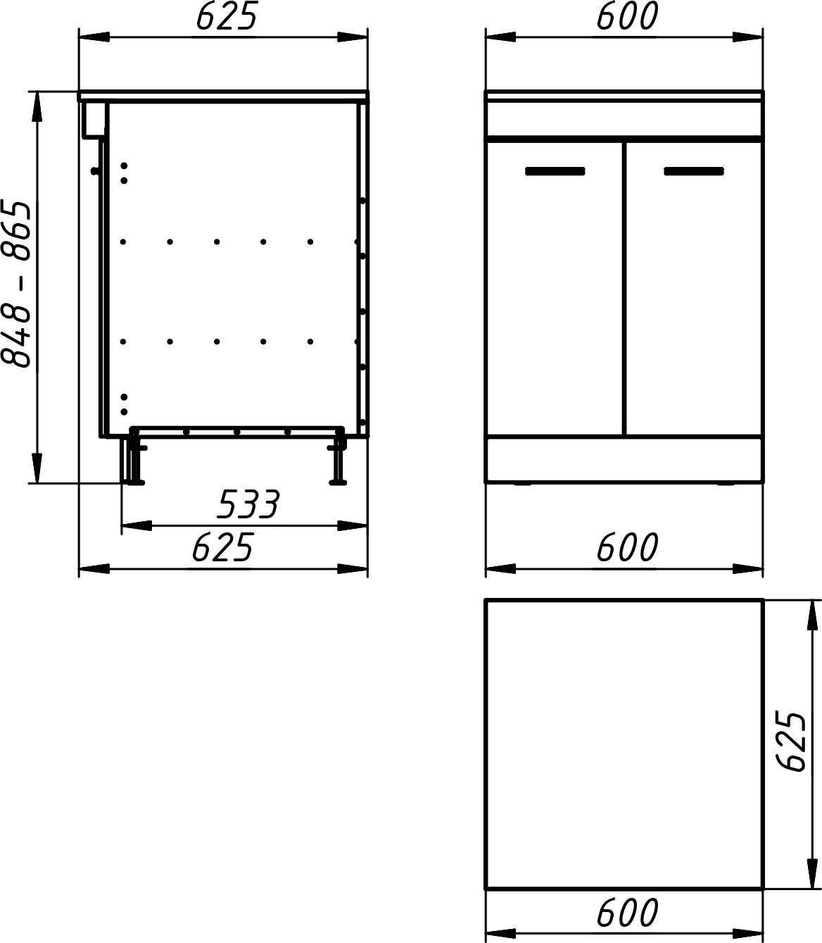 Середній модуль вуличної кухні KUKO M-600 — drawing