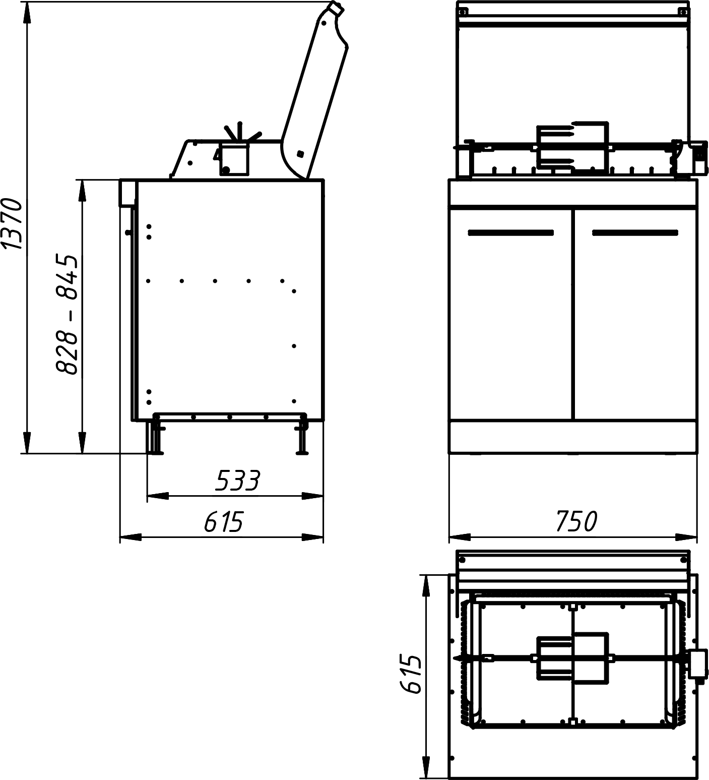 Середній модуль вуличної кухні KUKO Гриль M-750 — drawing