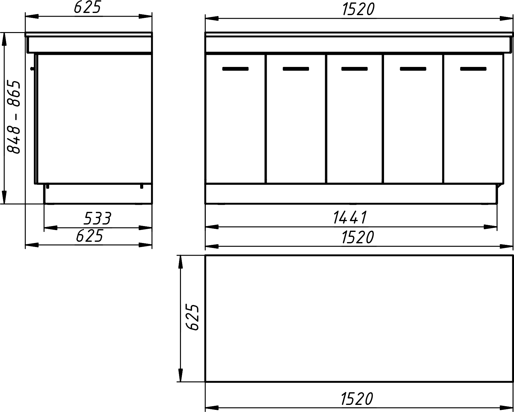 Кінцевий модуль вуличної кухні KUKO R-1500 — drawing