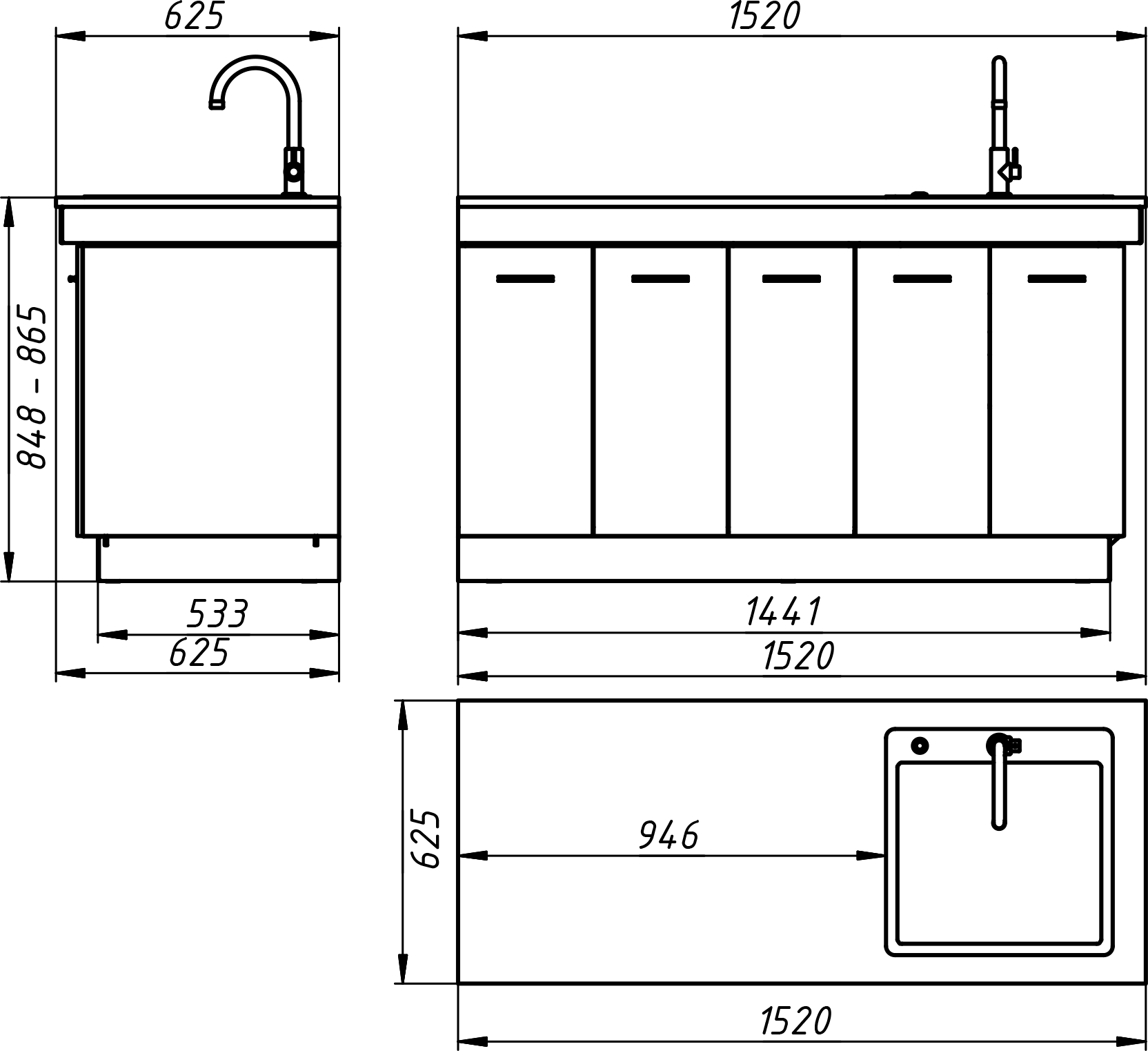 Кінцевий модуль вуличної кухні KUKO R-1500Wa — drawing