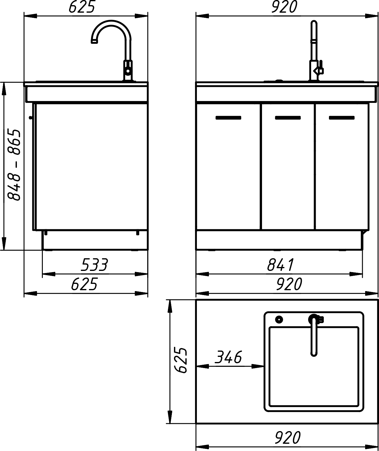 Кінцевий модуль вуличної кухні KUKO R-900Wa — drawing