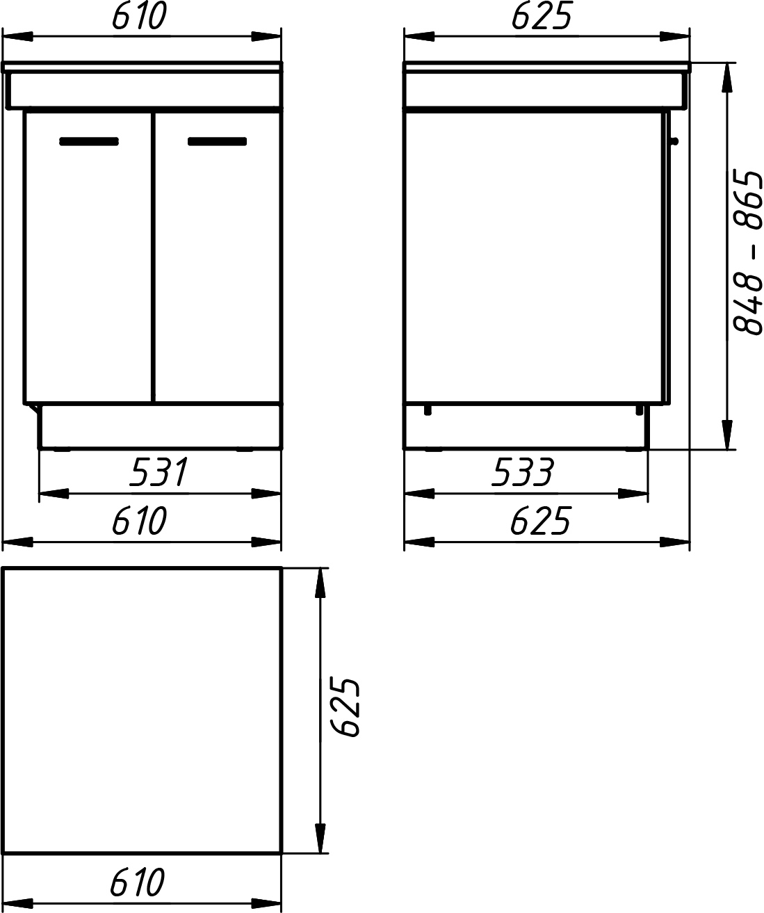 Кінцевий модуль вуличної кухні KUKO L-600 — drawing