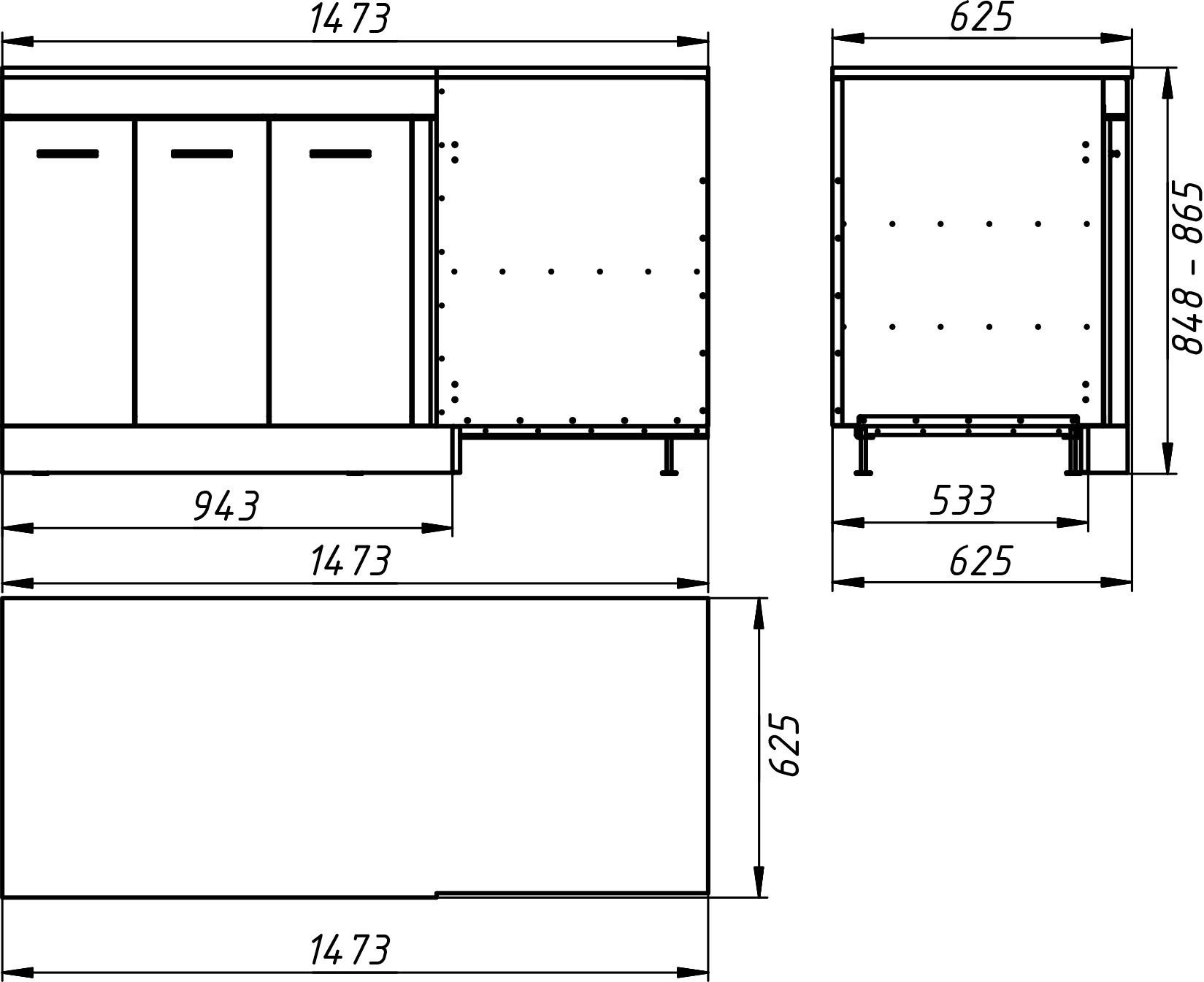 Кутовий модуль вуличної кухні KUKO LC-1500 — drawing